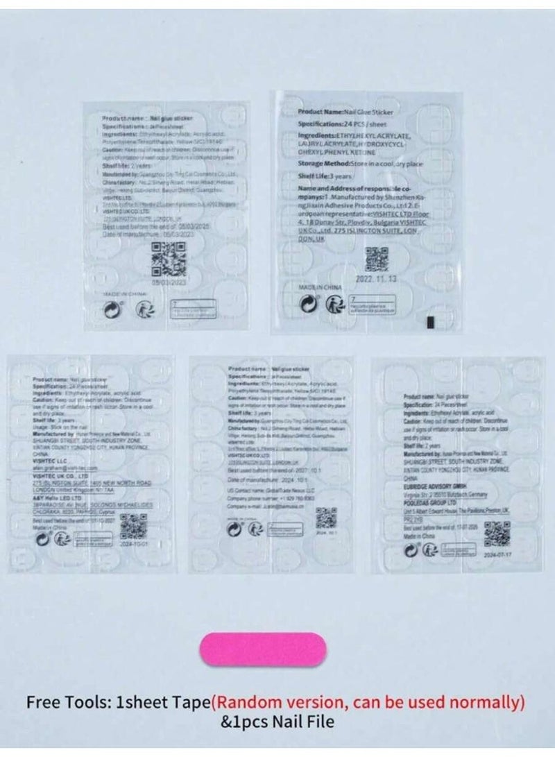 Short Press-On Nails French Style, 24-Piece Set, Pink and White French Design with Silver Tip – Reusable for Women - Image 4